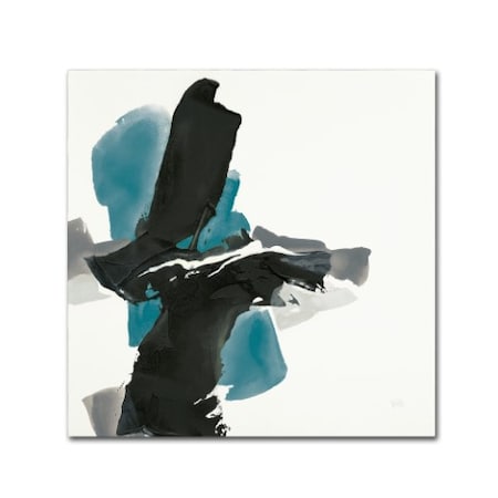 Chris Paschke 'Black And Teal IV' Canvas Art,35x35